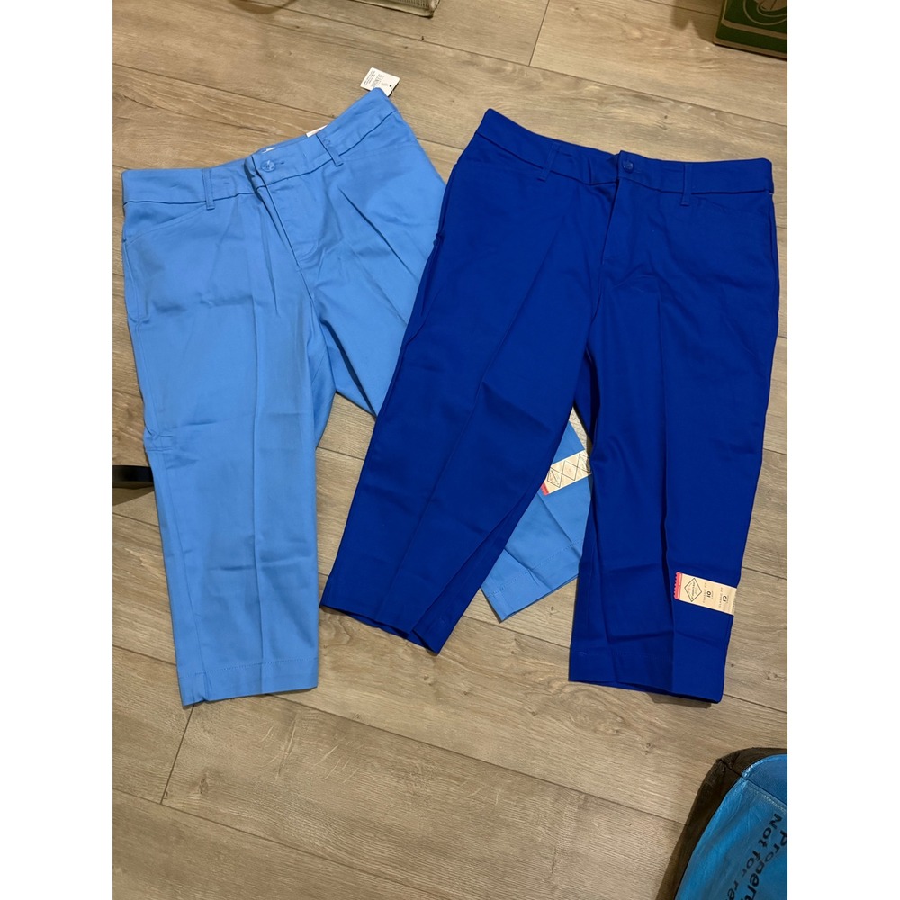 NWT St Johns Bay Secretly Slender Crop Pants Bundle Blue Size 10 2 Pairs